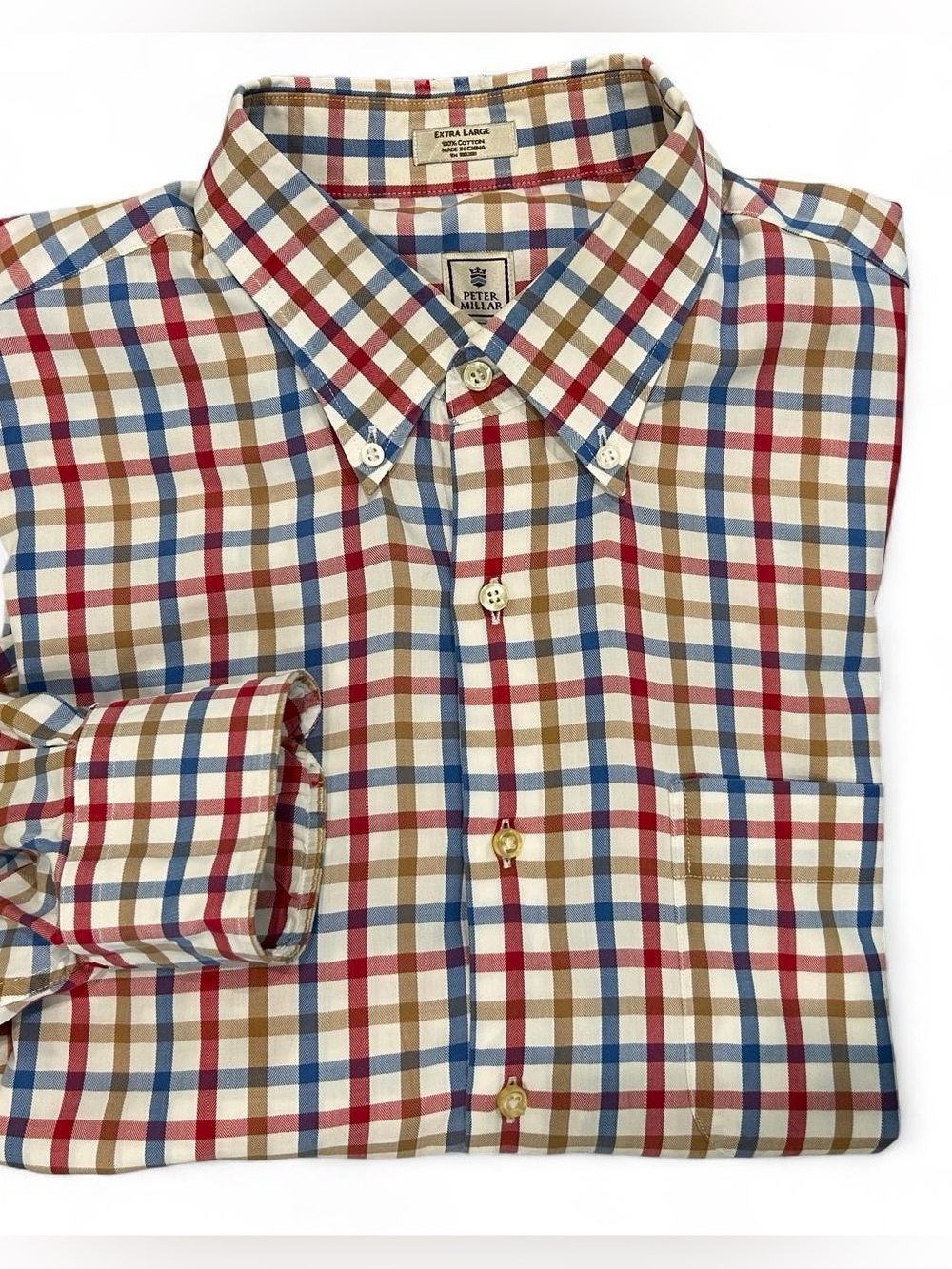 Premium Peter Millar Plaid Button-Down Shirt XL